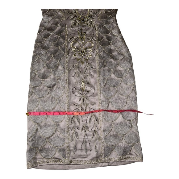 Sue Wong l Beaded Silver Cocktail Dress Size 0 - Picture 8 of 12